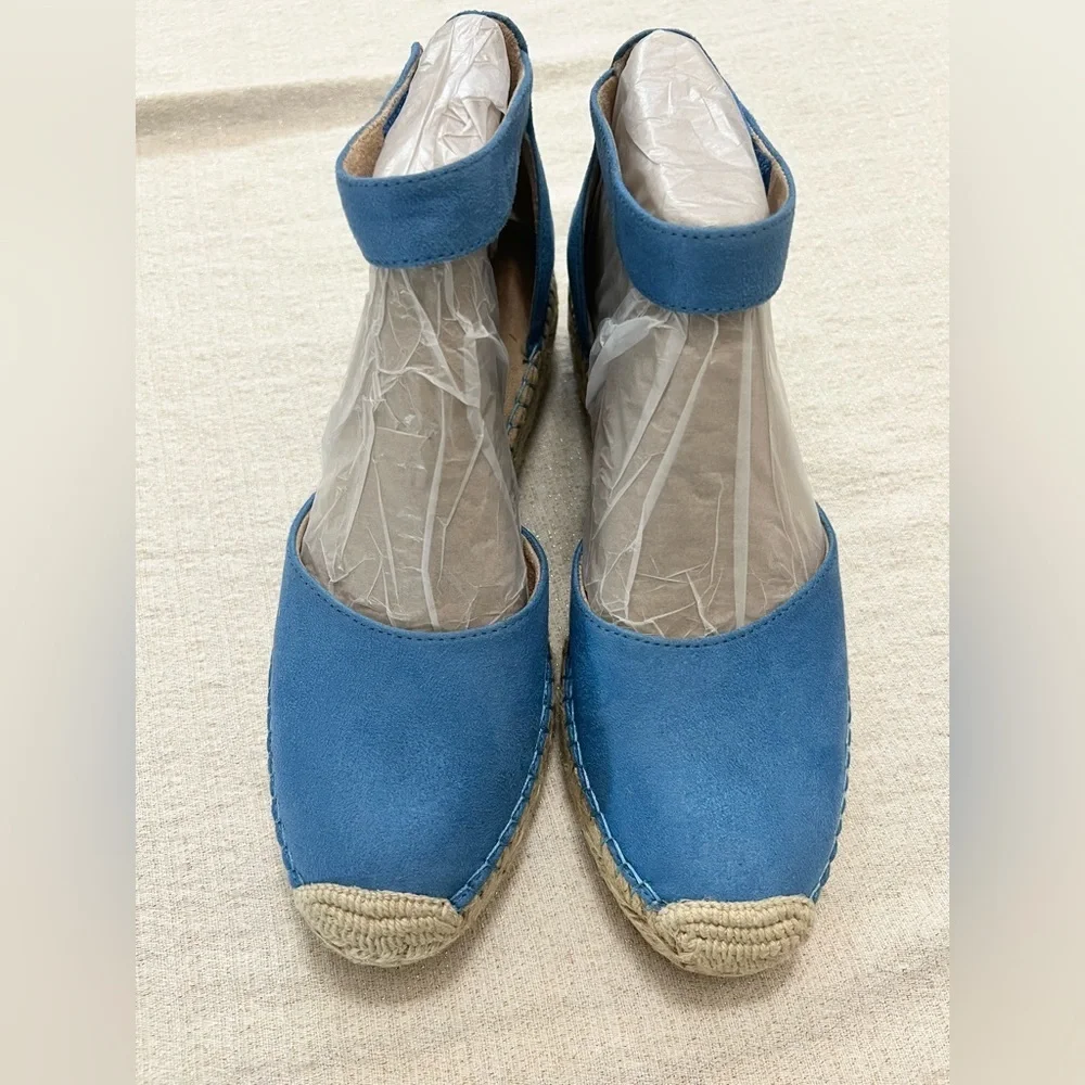 NWT Soul Naturalizer Wren Linen Blue Fabric Espadrilles Sandals - Blue size 9.5